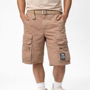 Ecko Unltd Ripstop Long Cargo Shorts Mens 34x14 Khaki Belted Y2K Skater Street